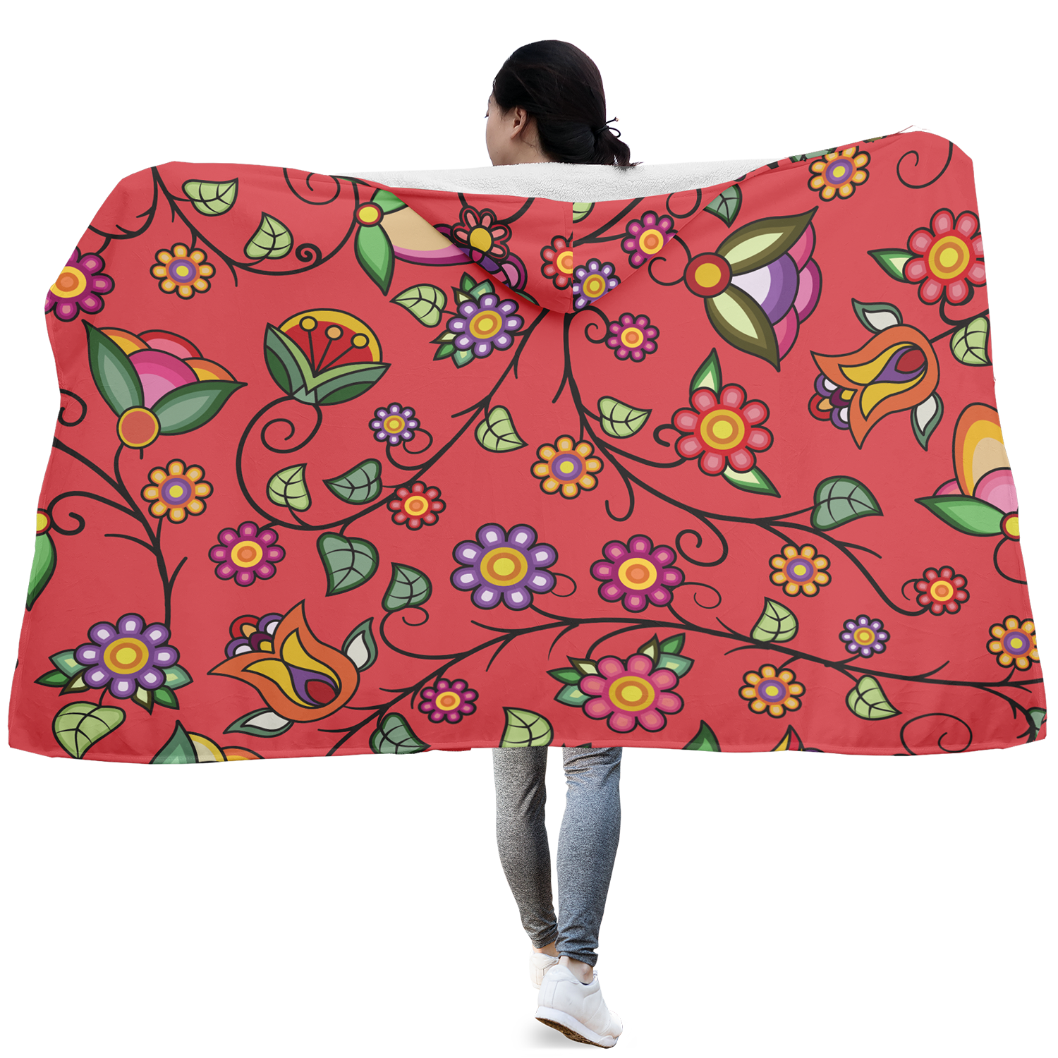 Heartbeat Petals Red Hooded Blanket