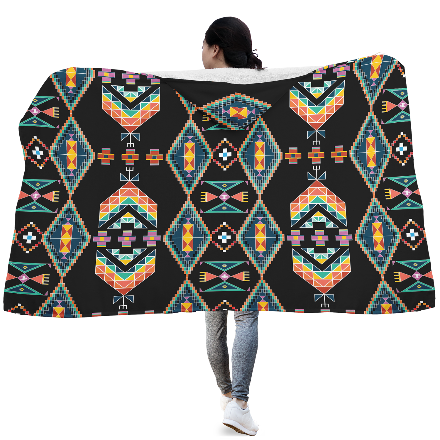 Travois Tipi Black Hooded Blanket