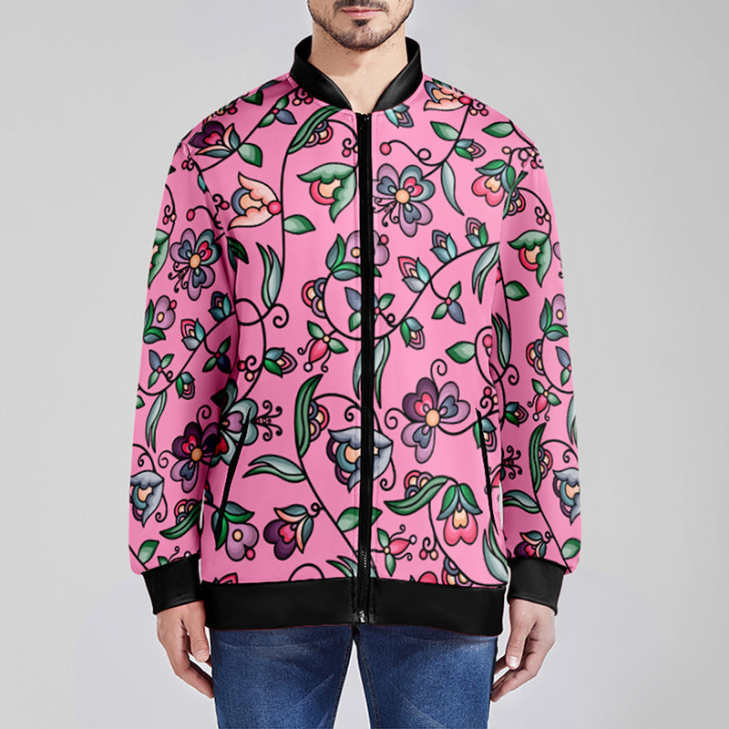 Amber Evening Garland Pink Zippered Collared Lightweight Jacket