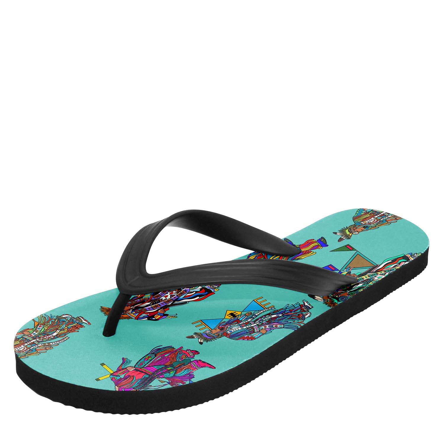 Men's Grass Dancers Eggshell Blue Flip Flops