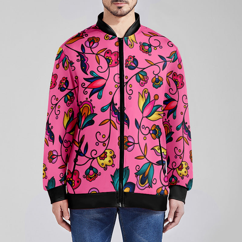 Copper Prairie Petals Pink Zippered Collared Lightweight Jacket