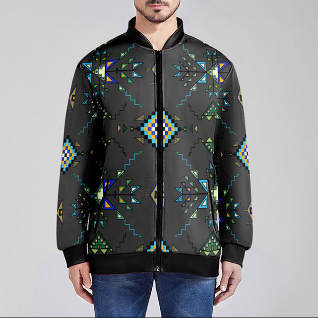 Bear Shield Dark Gray Blue Youth Zippered Collared Lightweight Jacket