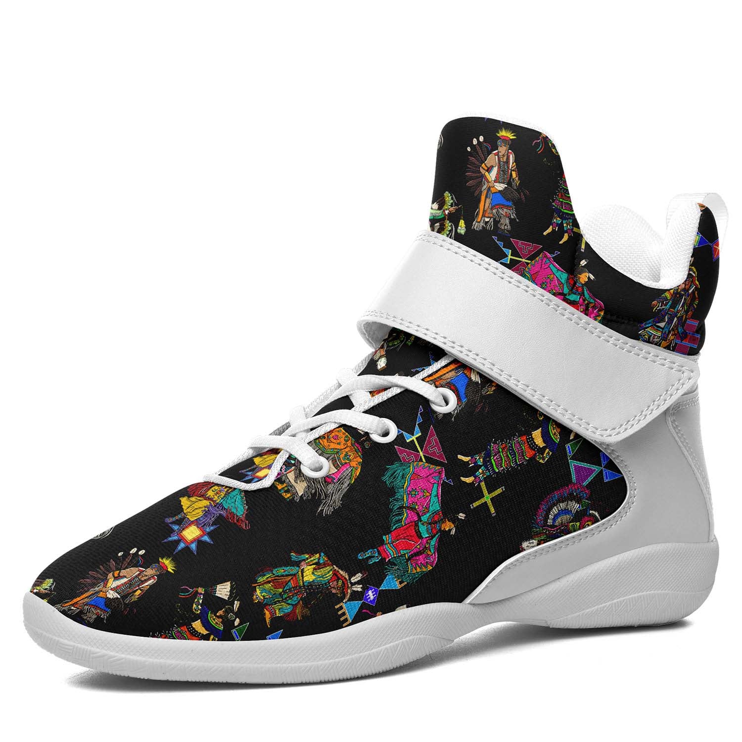 Grand Entry Dancers Black Ipottaa Basketball / Sport High Top Shoes - White Sole