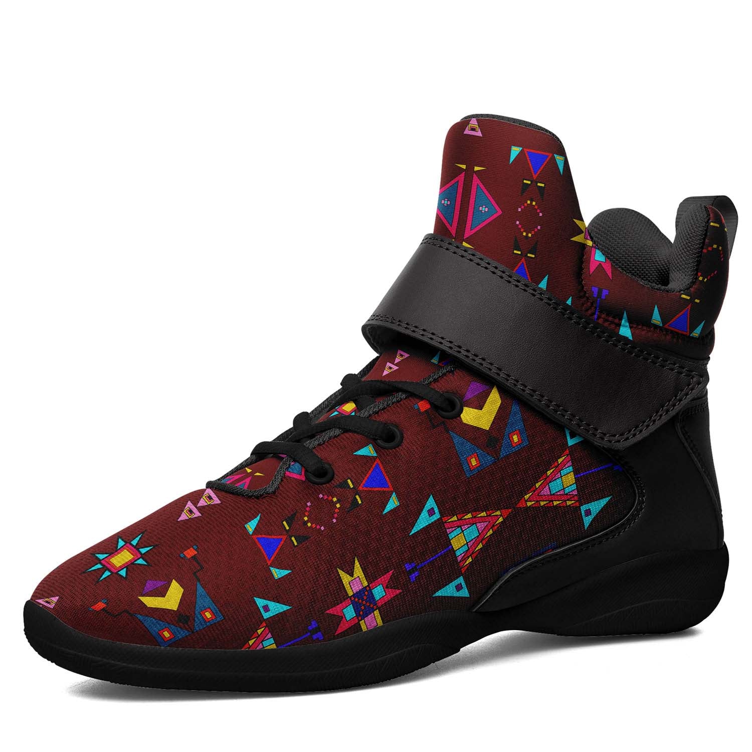 Enemy Territory Maroon Ipottaa Basketball / Sport High Top Shoes - Black Sole