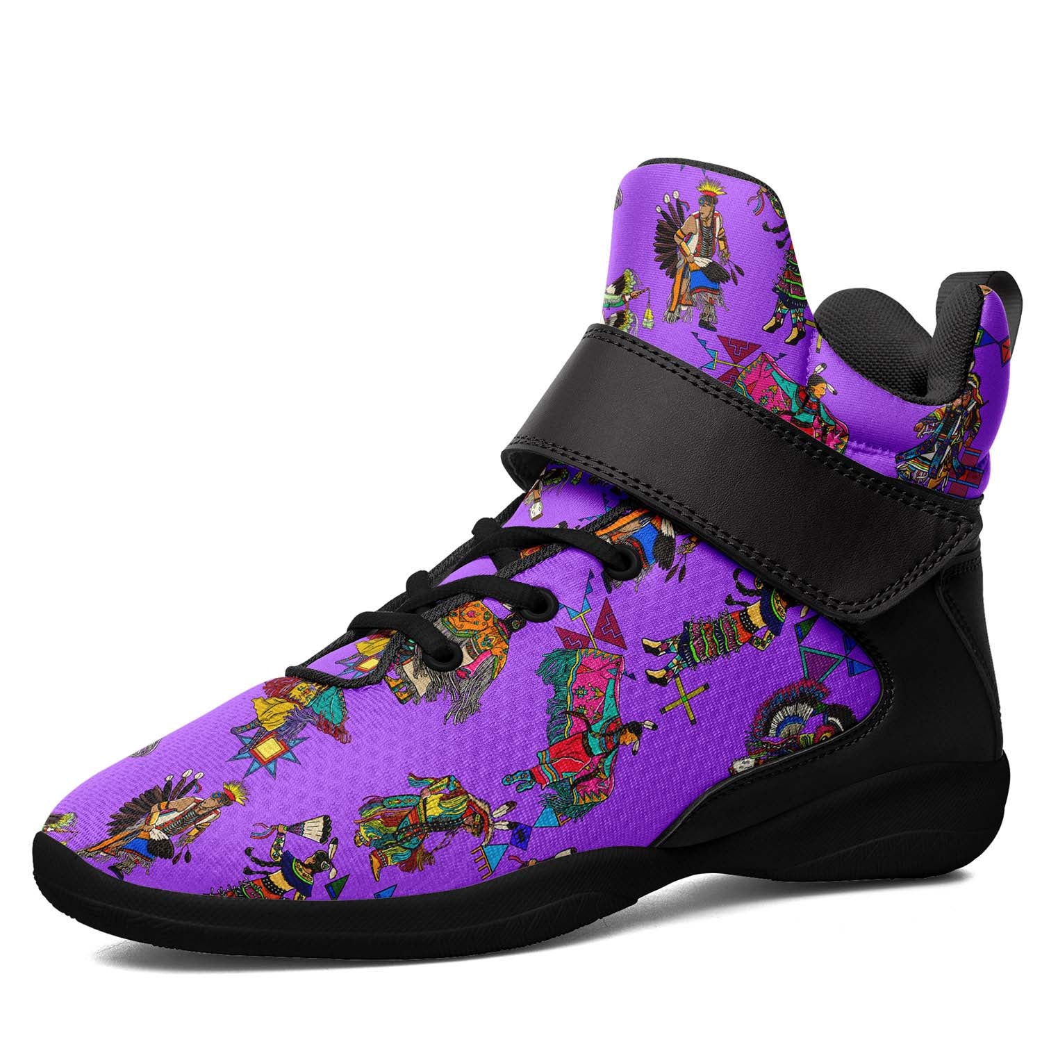Grand Entry Dancers Purple Ipottaa Basketball / Sport High Top Shoes - Black Sole