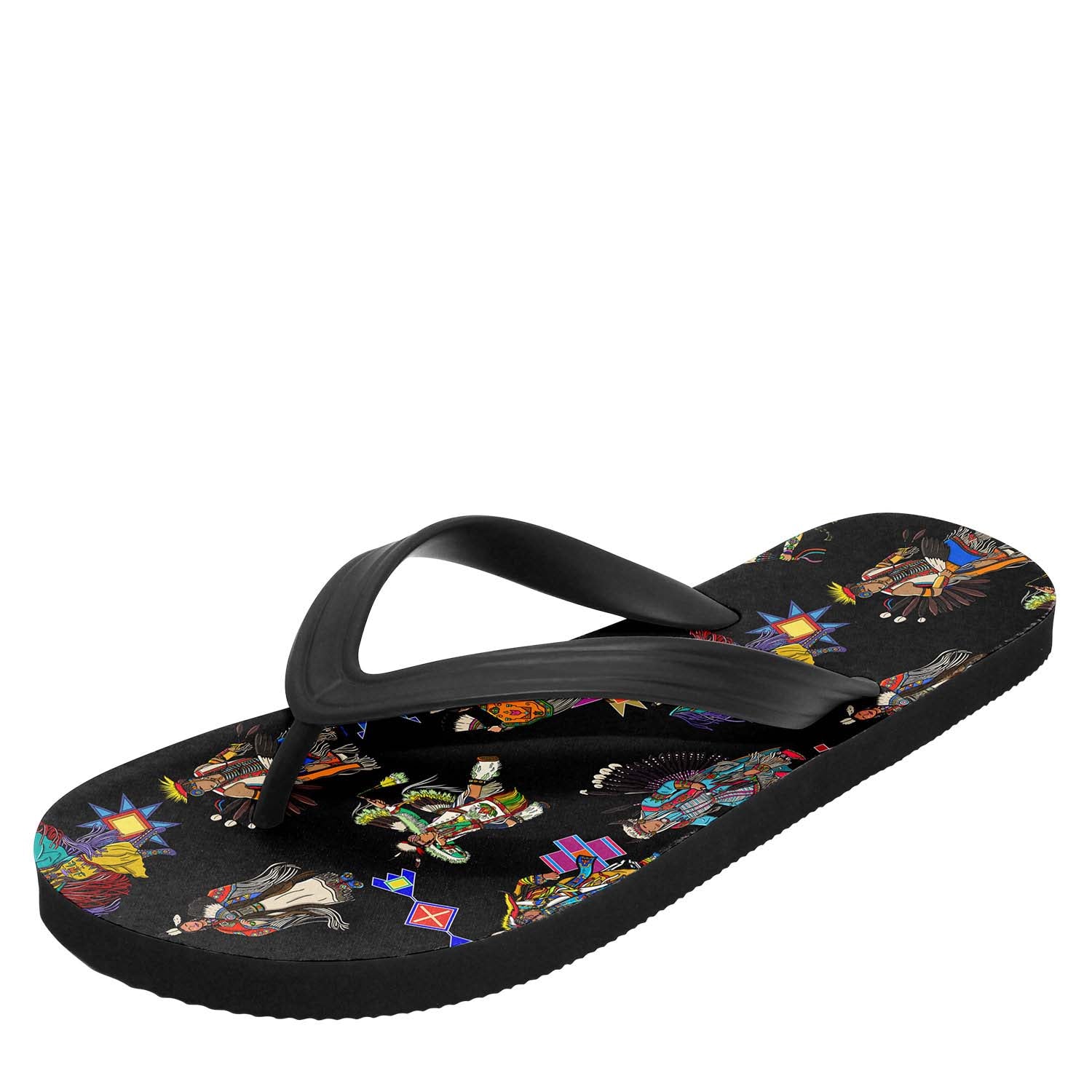 Grand Entry Dancers Black Flip Flops