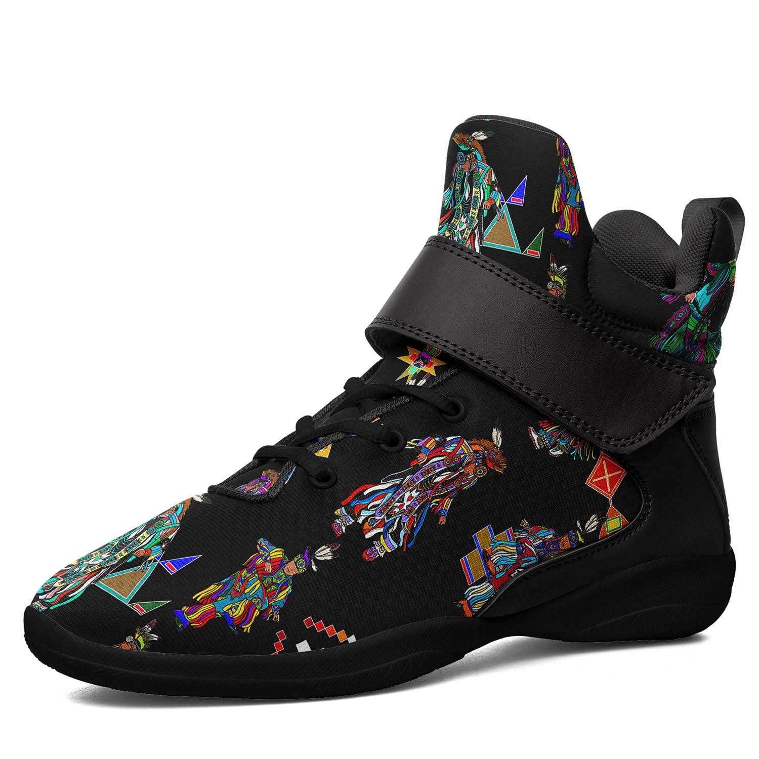 Men's Grass Dancers Black Ipottaa Basketball / Sport High Top Shoes - Black Sole