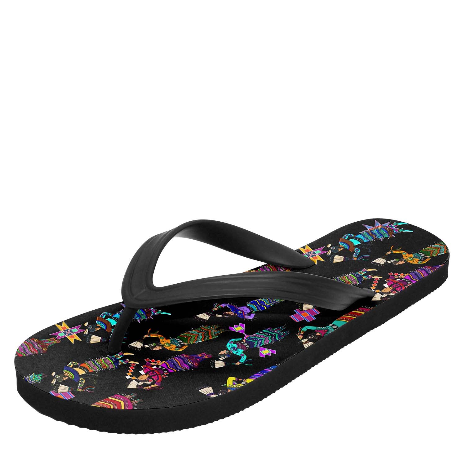 Women's Jingle Dancers Black Flip Flops