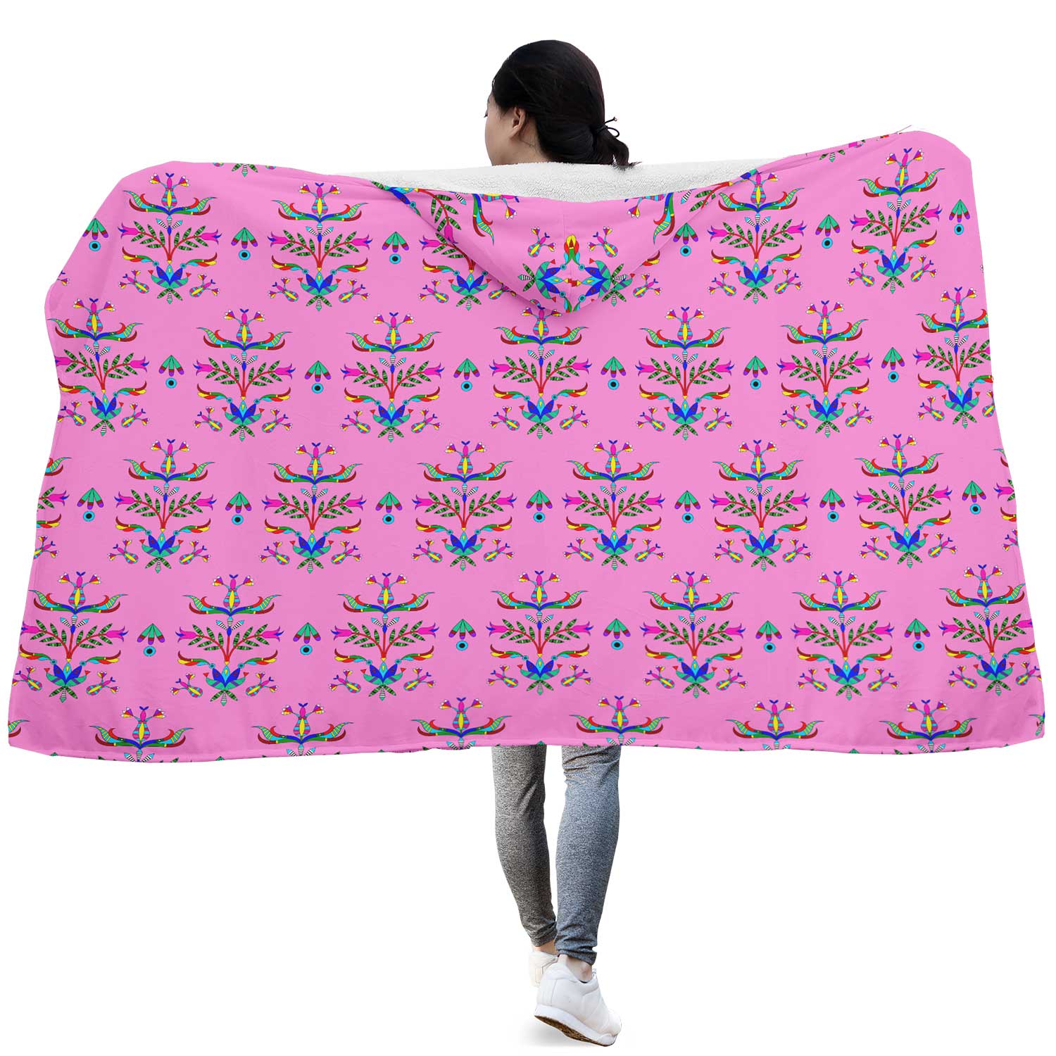 Dakota Damask Cheyenne Pink Hooded Blanket