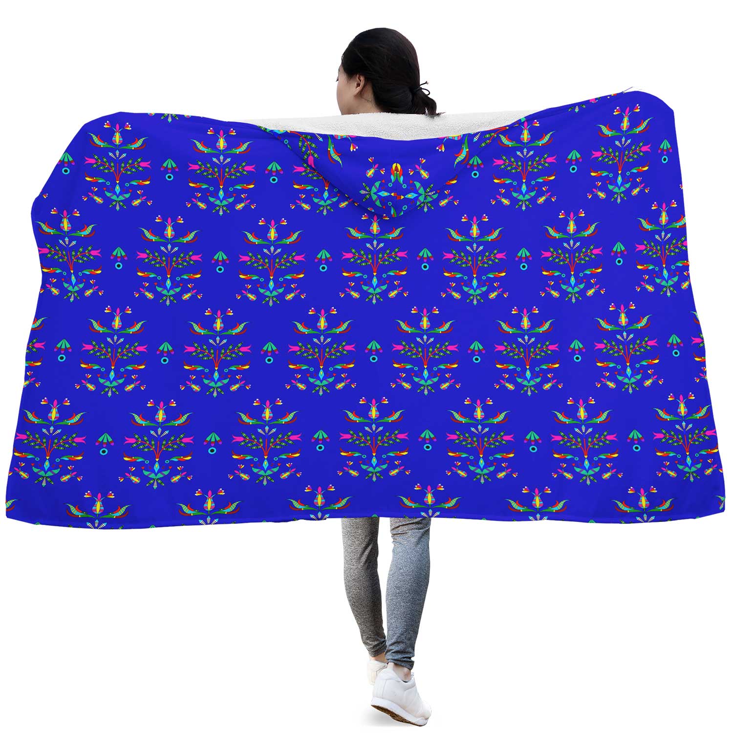Dakota Damask Blue Hooded Blanket