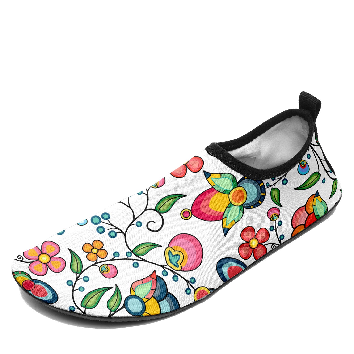 Floral Bounty White Kid's Sockamoccs Slip On Shoes