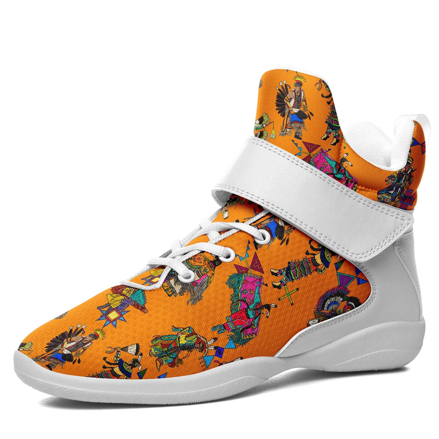 Grand Entry Dancers Orange Ipottaa Basketball / Sport High Top Shoes - White Sole