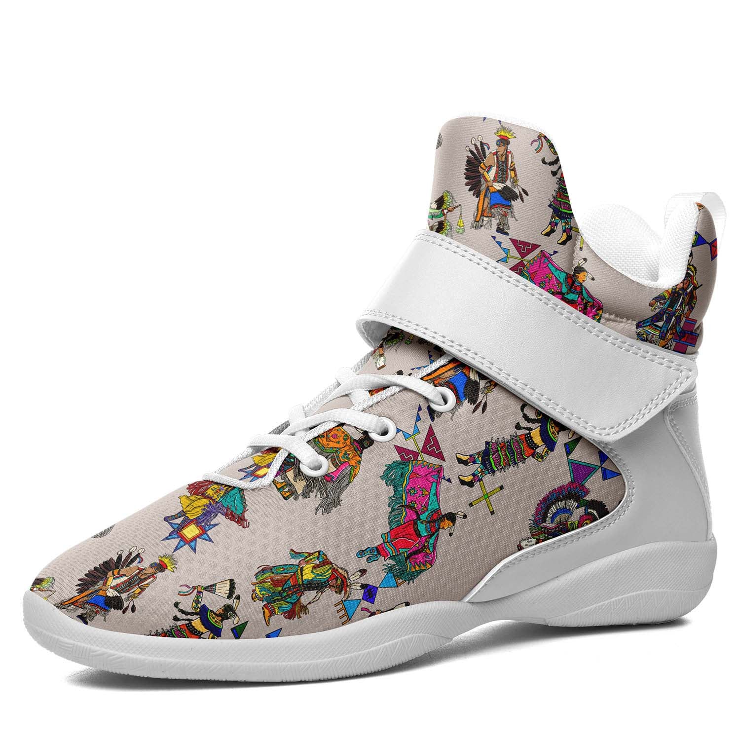 Grand Entry Dancers Muslin Ipottaa Basketball / Sport High Top Shoes - White Sole