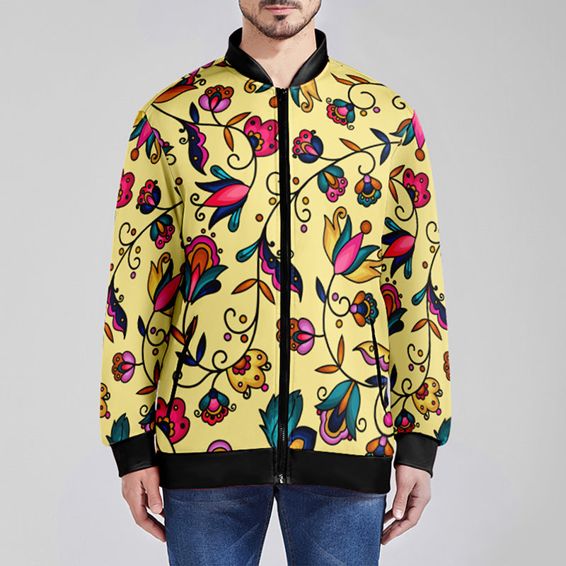 Copper Prairie Petals Yellow Zippered Collared Lightweight Jacket