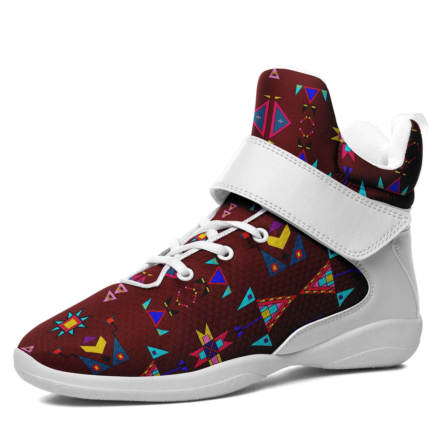 Enemy Territory Maroon Ipottaa Basketball / Sport High Top Shoes - White Sole