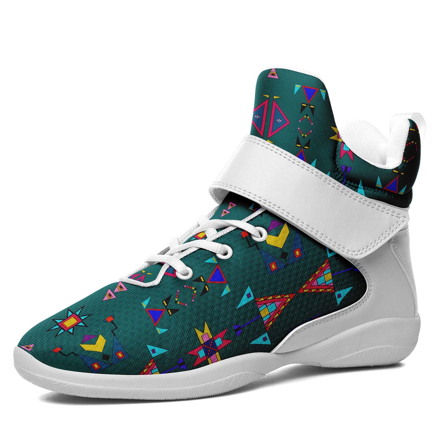 Enemy Territory Teal Ipottaa Basketball / Sport High Top Shoes - White Sole