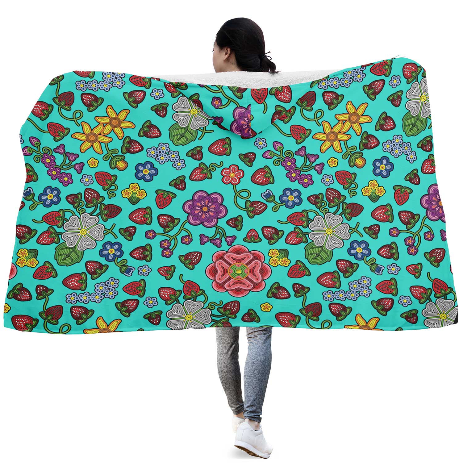 Berry Pop Turquoise Hooded Blanket