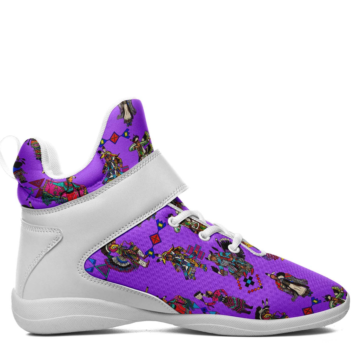 Grand Entry Dancers Purple Ipottaa Basketball / Sport High Top Shoes - White Sole