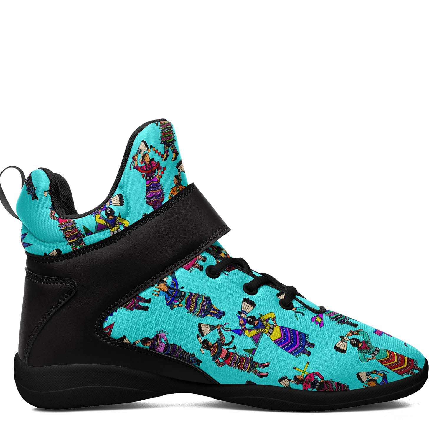 Women's Jingle Dancers Turquoise Ipottaa Basketball / Sport High Top Shoes - Black Sole