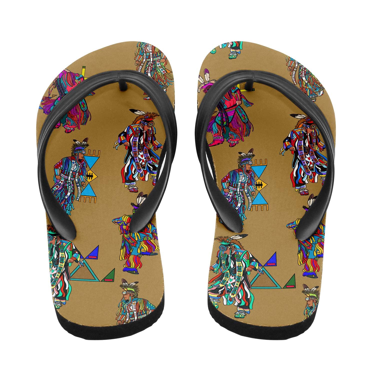 Men's Grass Dancers Earth Flip Flops