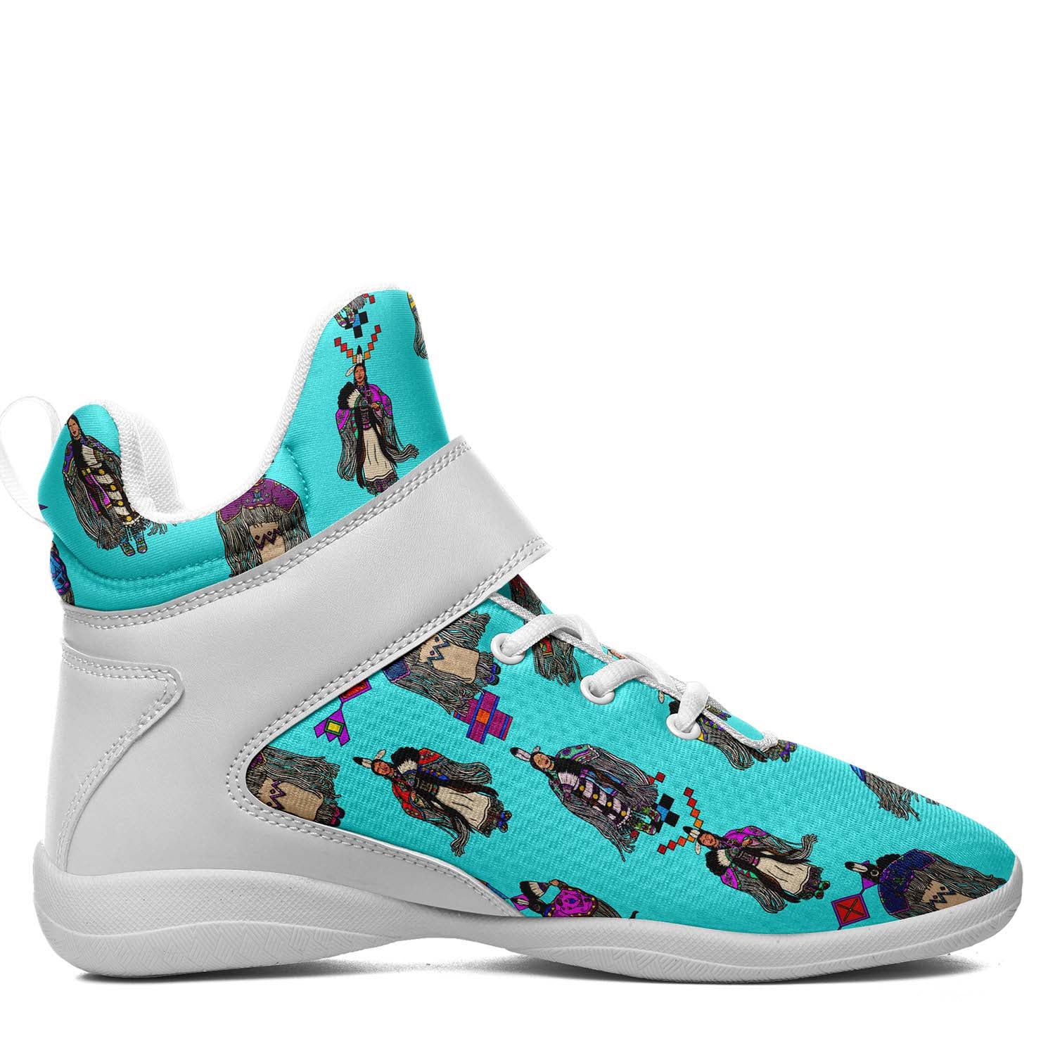 Women's Tradish Dancers Turquoise Ipottaa Basketball / Sport High Top Shoes - White Sole