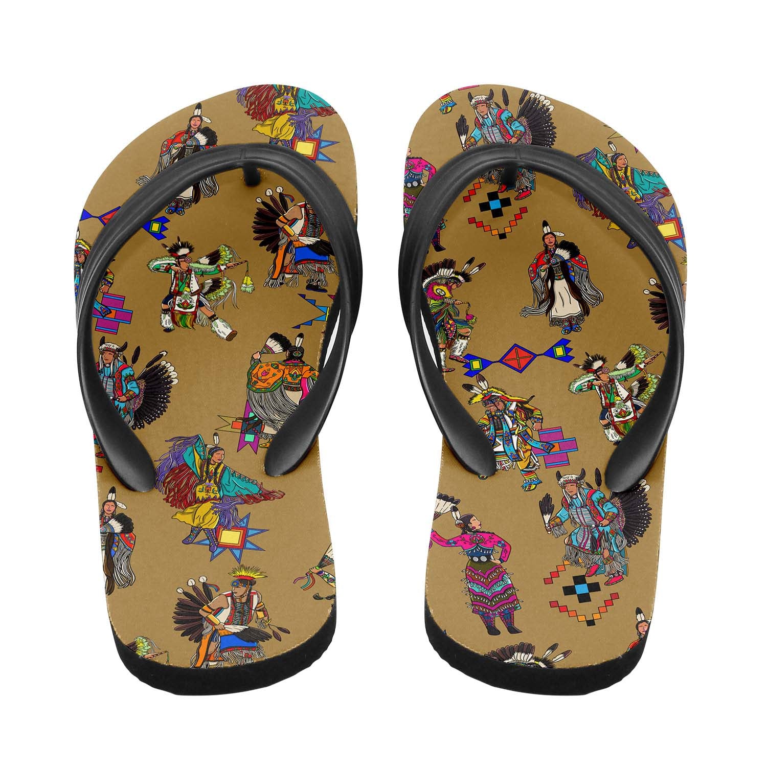 Grand Entry Dancers Earth Flip Flops