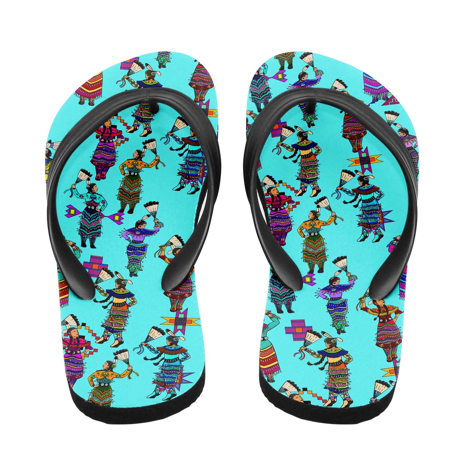 Women's Jingle Dancers Turquoise Flip Flops