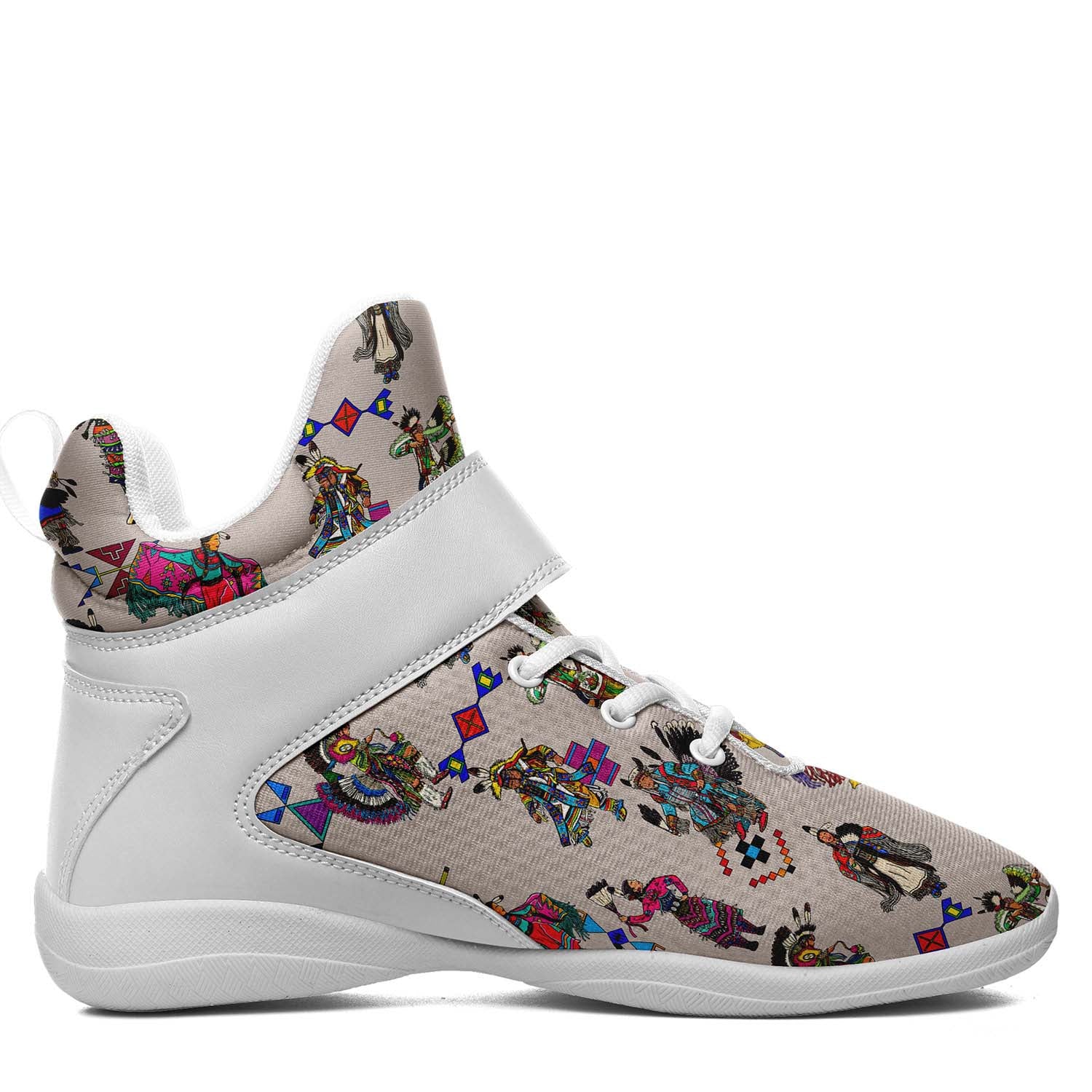 Grand Entry Dancers Muslin Ipottaa Basketball / Sport High Top Shoes - White Sole