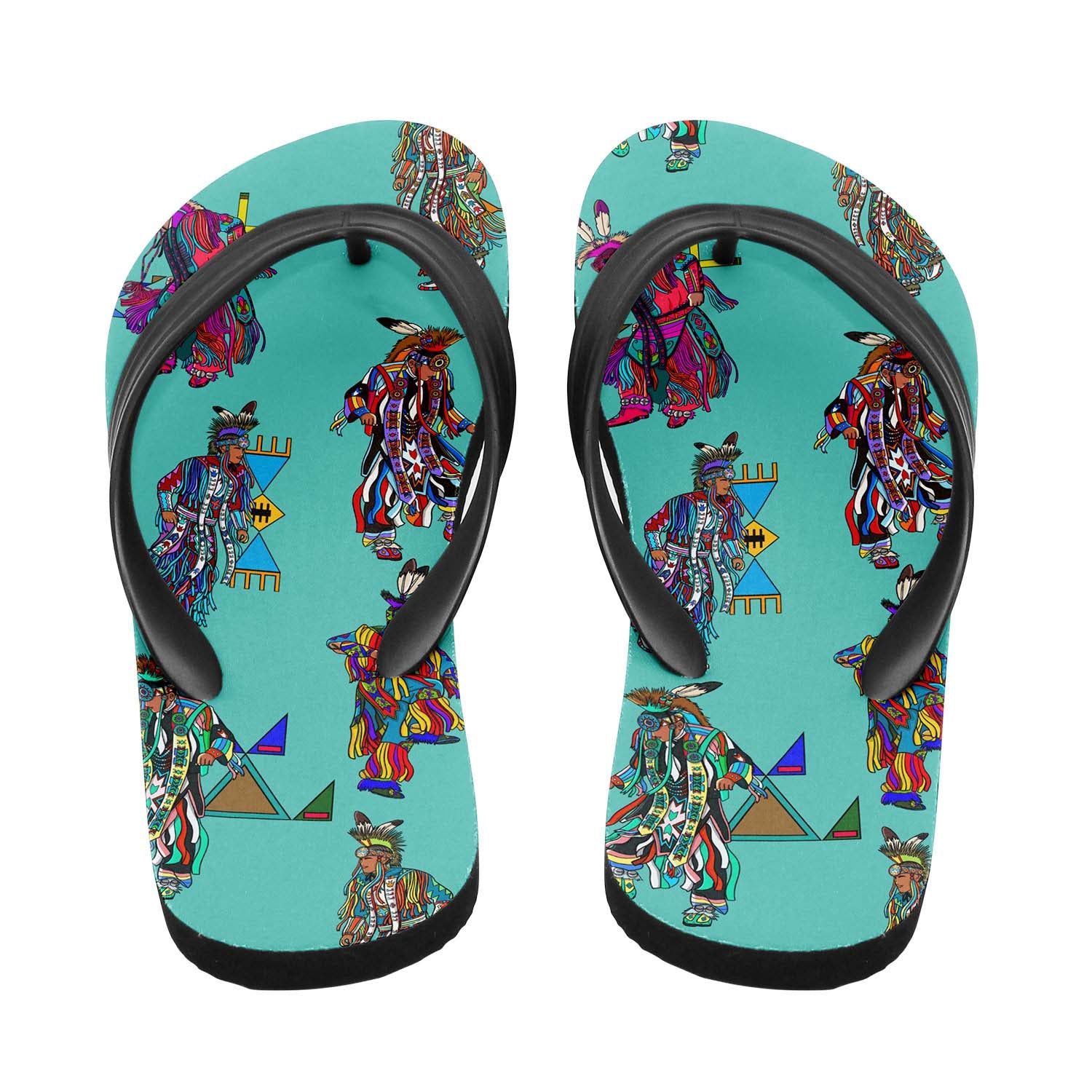 Men's Grass Dancers Eggshell Blue Flip Flops