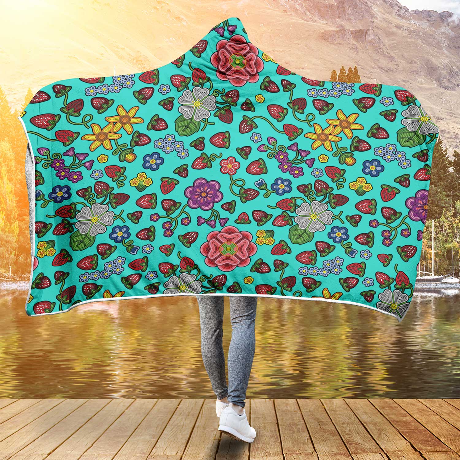 Berry Pop Turquoise Hooded Blanket