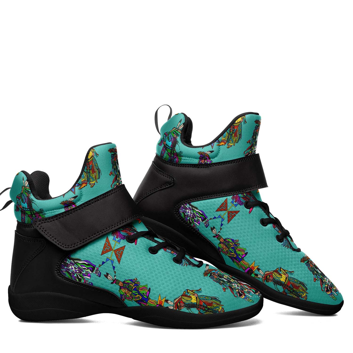 Men's Grass Dancers Eggshell Blue Ipottaa Basketball / Sport High Top Shoes - Black Sole