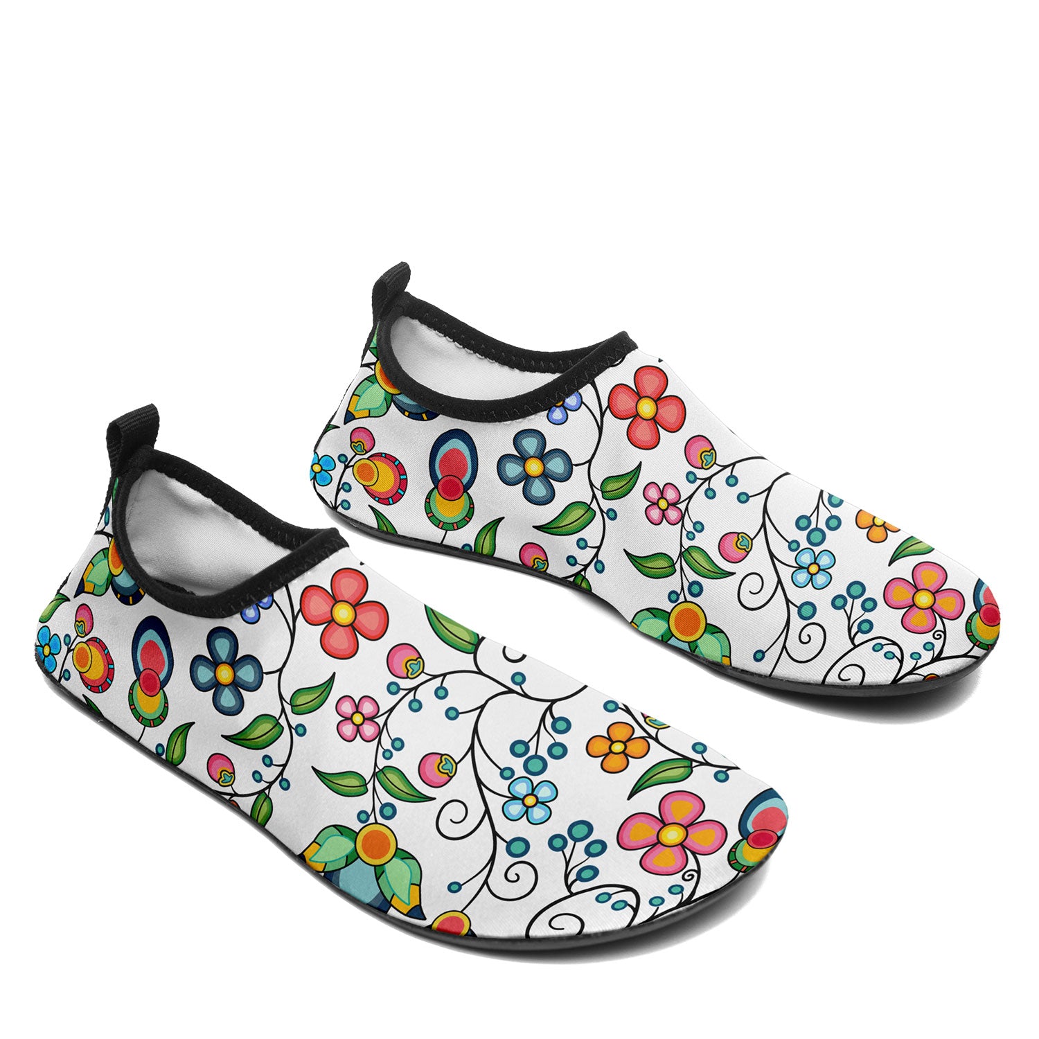 Floral Bounty White Kid's Sockamoccs Slip On Shoes