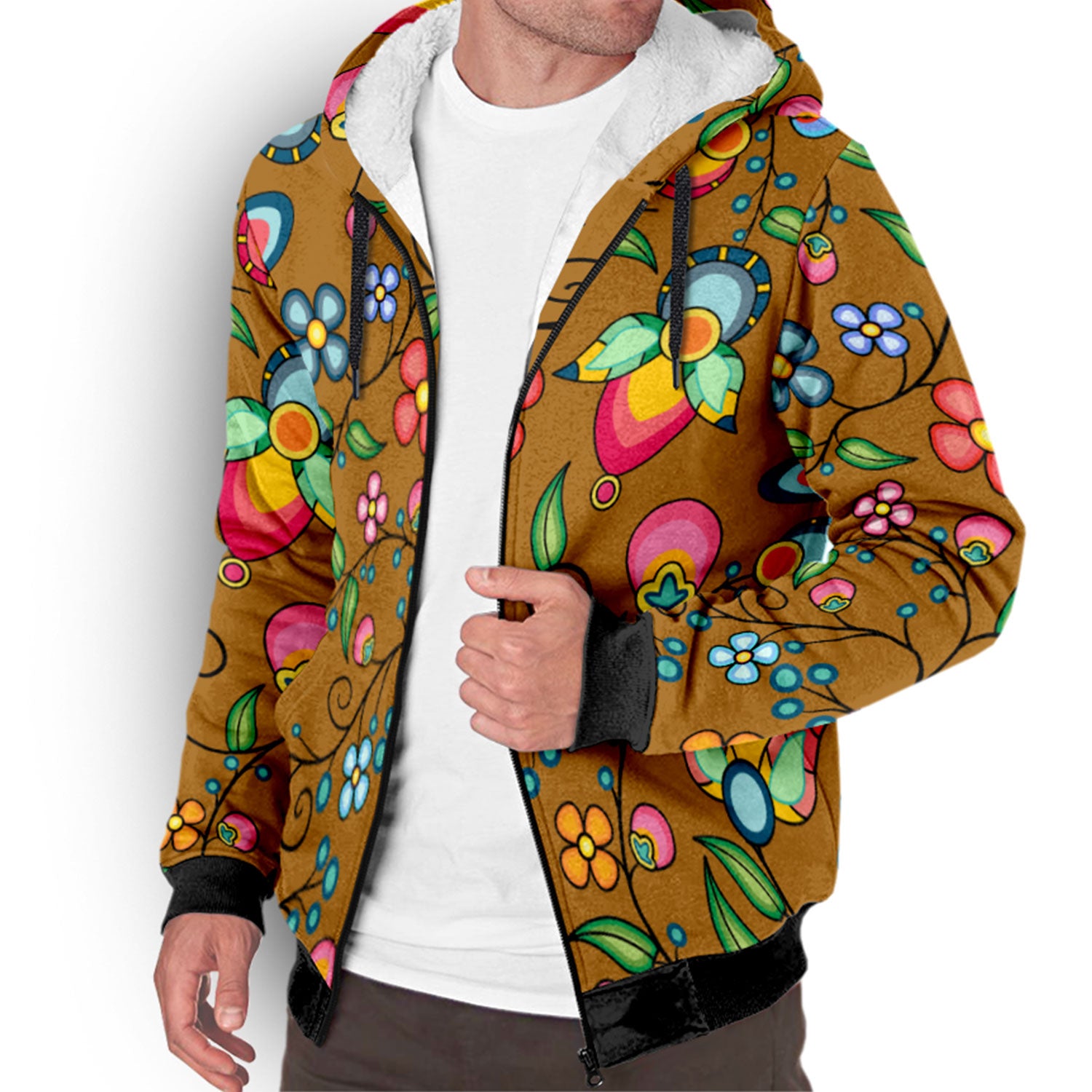 Floral Bounty Fall Leaves Sherpa Hoodie