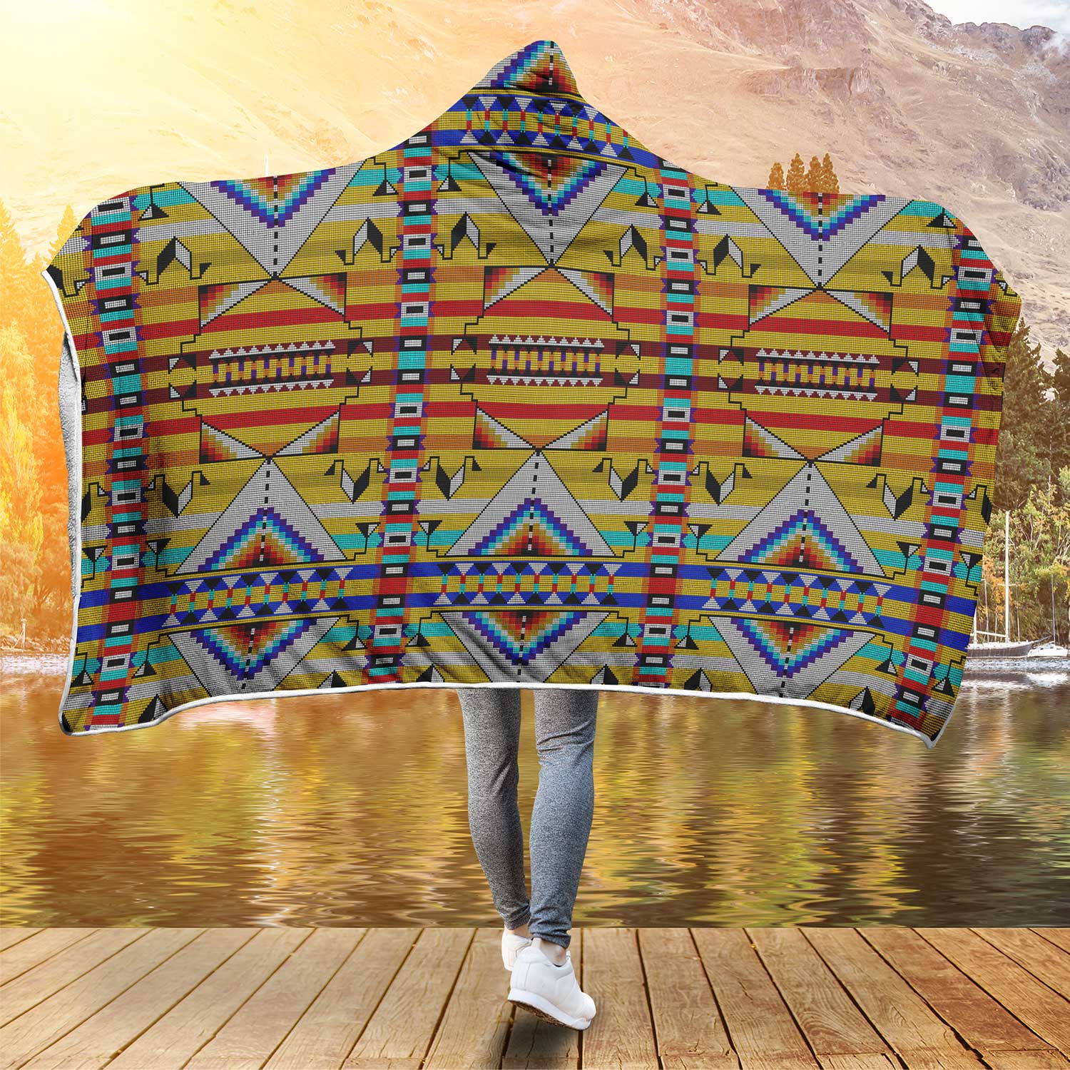 Medicine Blessing Yellow Hooded Blanket