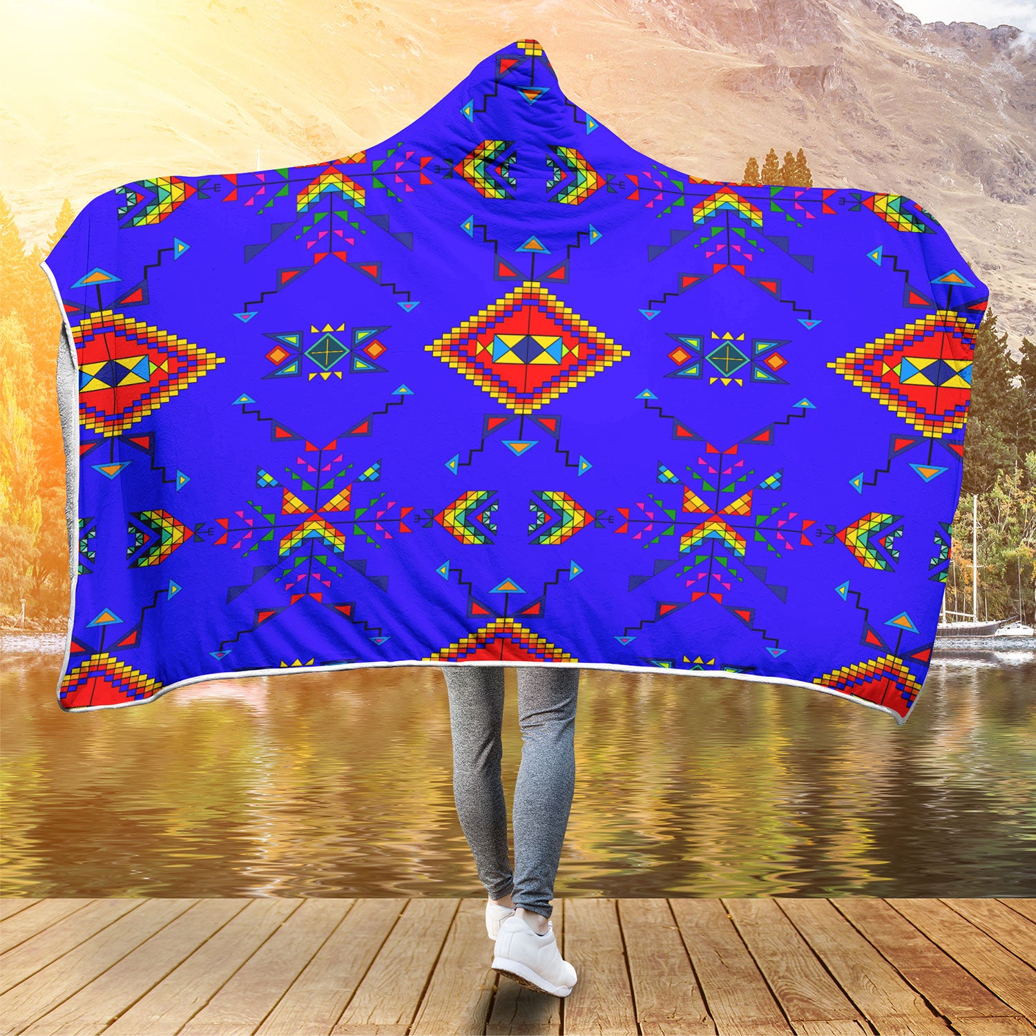 Buffalo Jump Blue Hooded Blanket