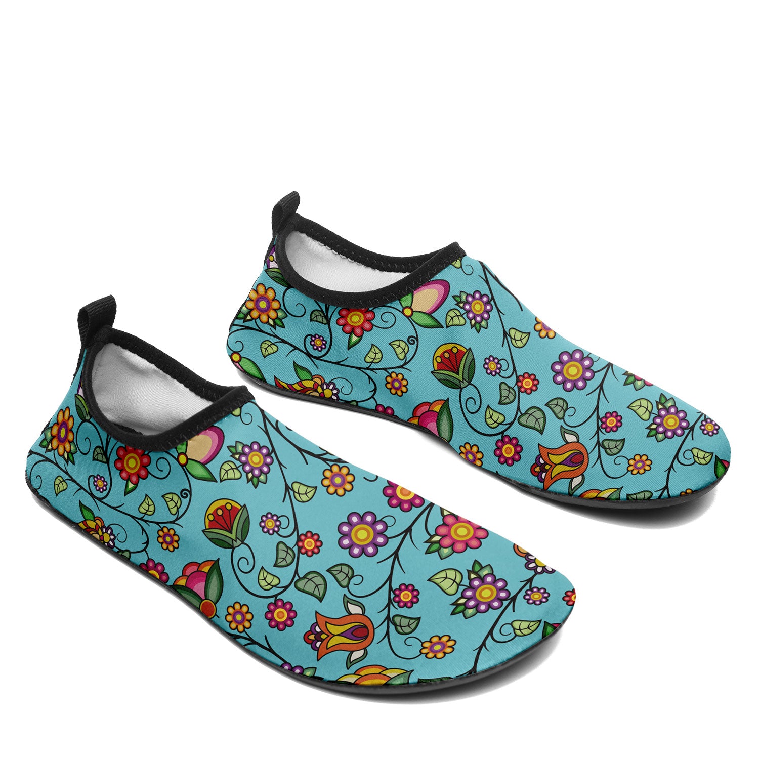 Heartbeat Petals Turquoise Kid's Sockamoccs Slip On Shoes