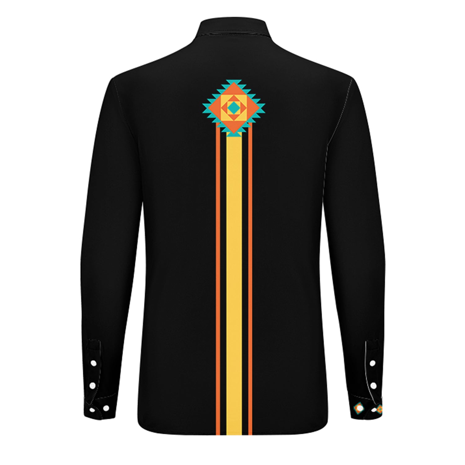 Four Directions Crossroad Black Men's Long Sleeve Dress Shirt