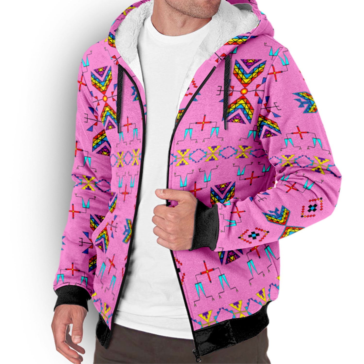 Rainy Chief Rainbow Blush Sherpa Hoodie