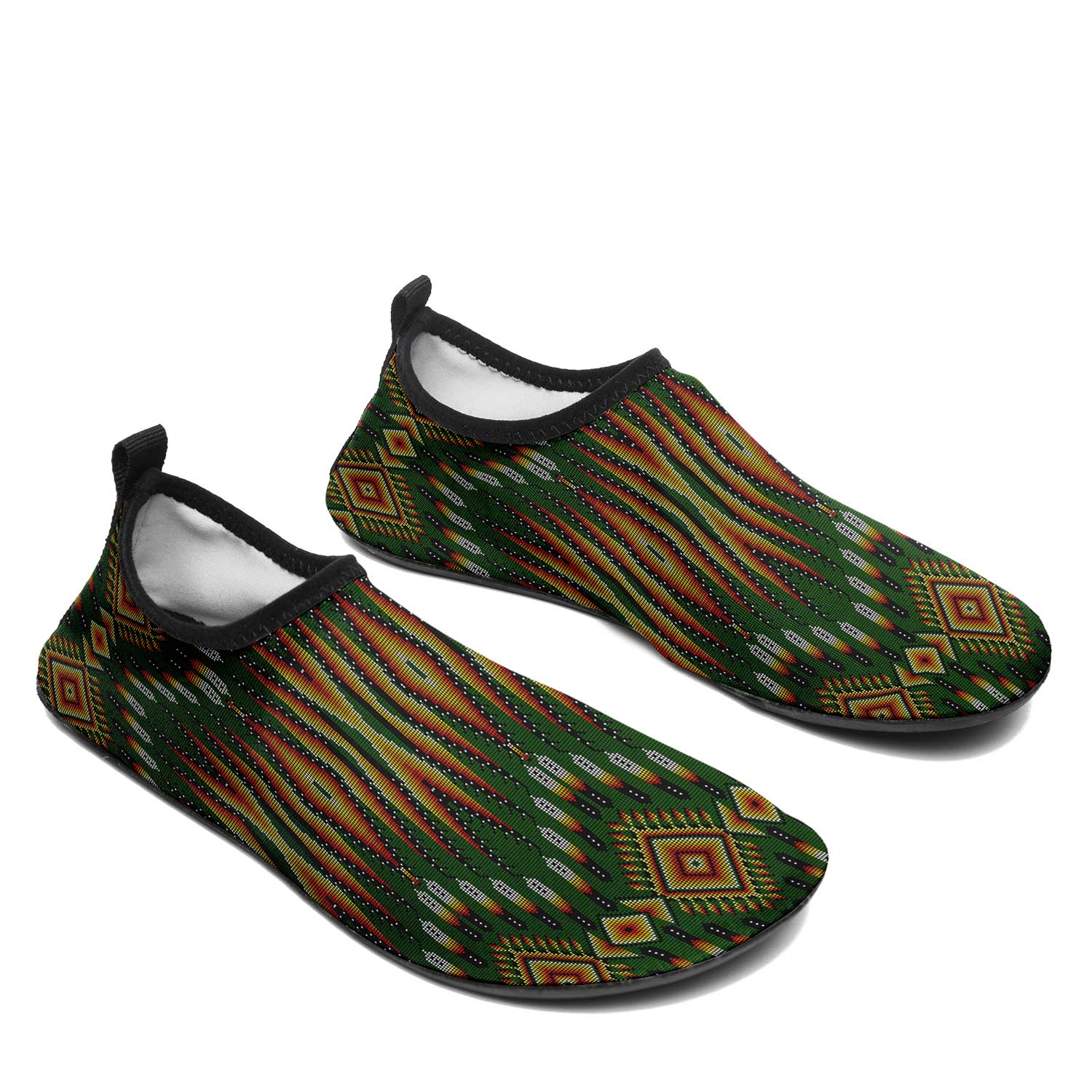 Fire Feather Green Kid's Sockamoccs Slip On Shoes