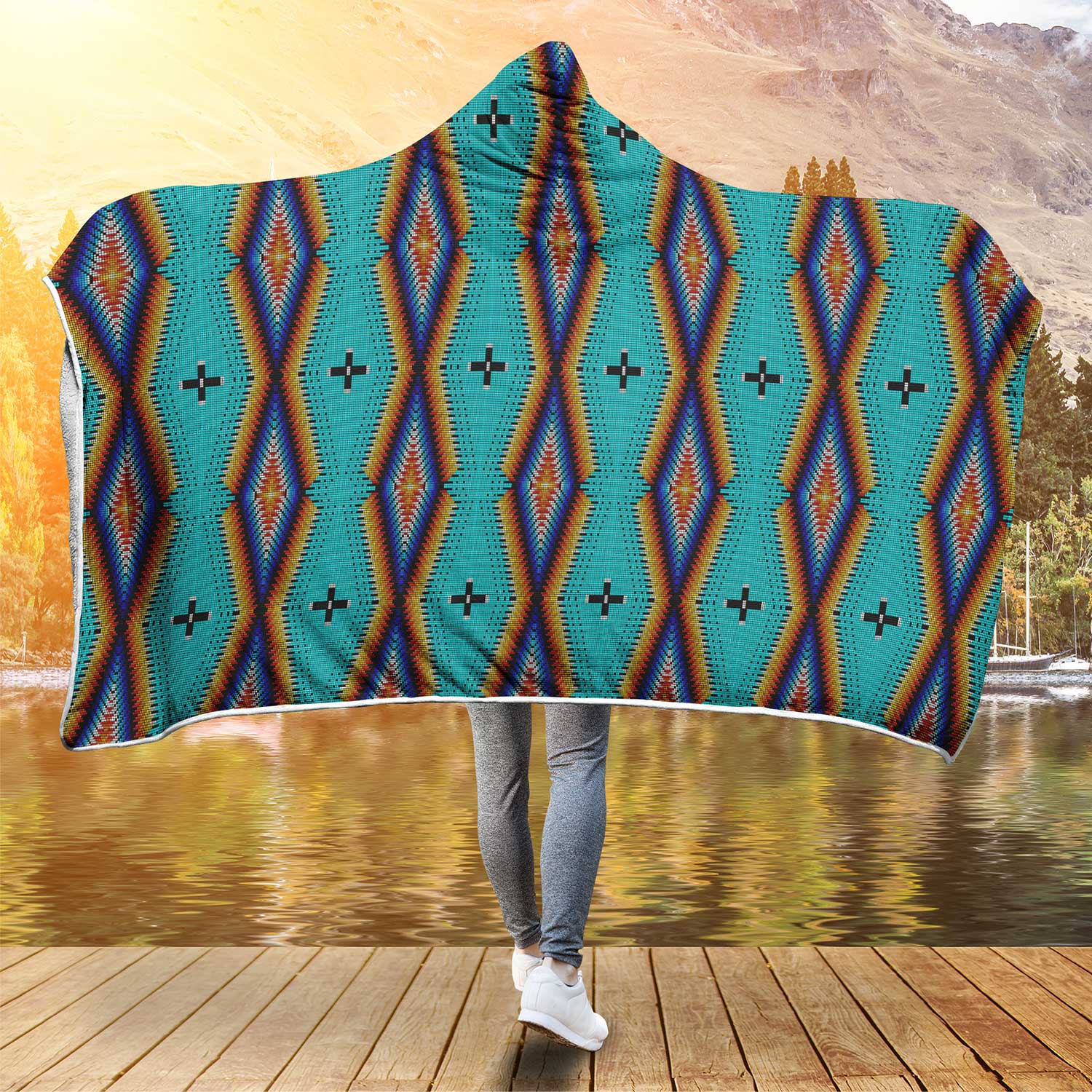 Diamond in the Bluff Turquoise Hooded Blanket
