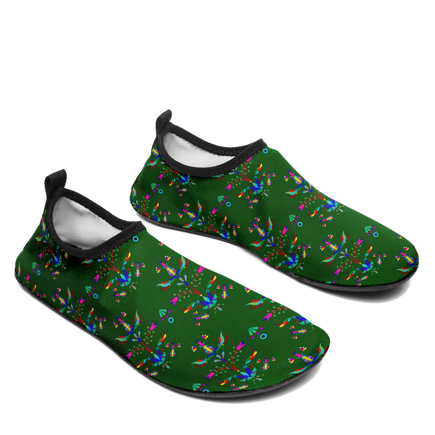 Dakota Damask Green Kid's Sockamoccs Slip On Shoes