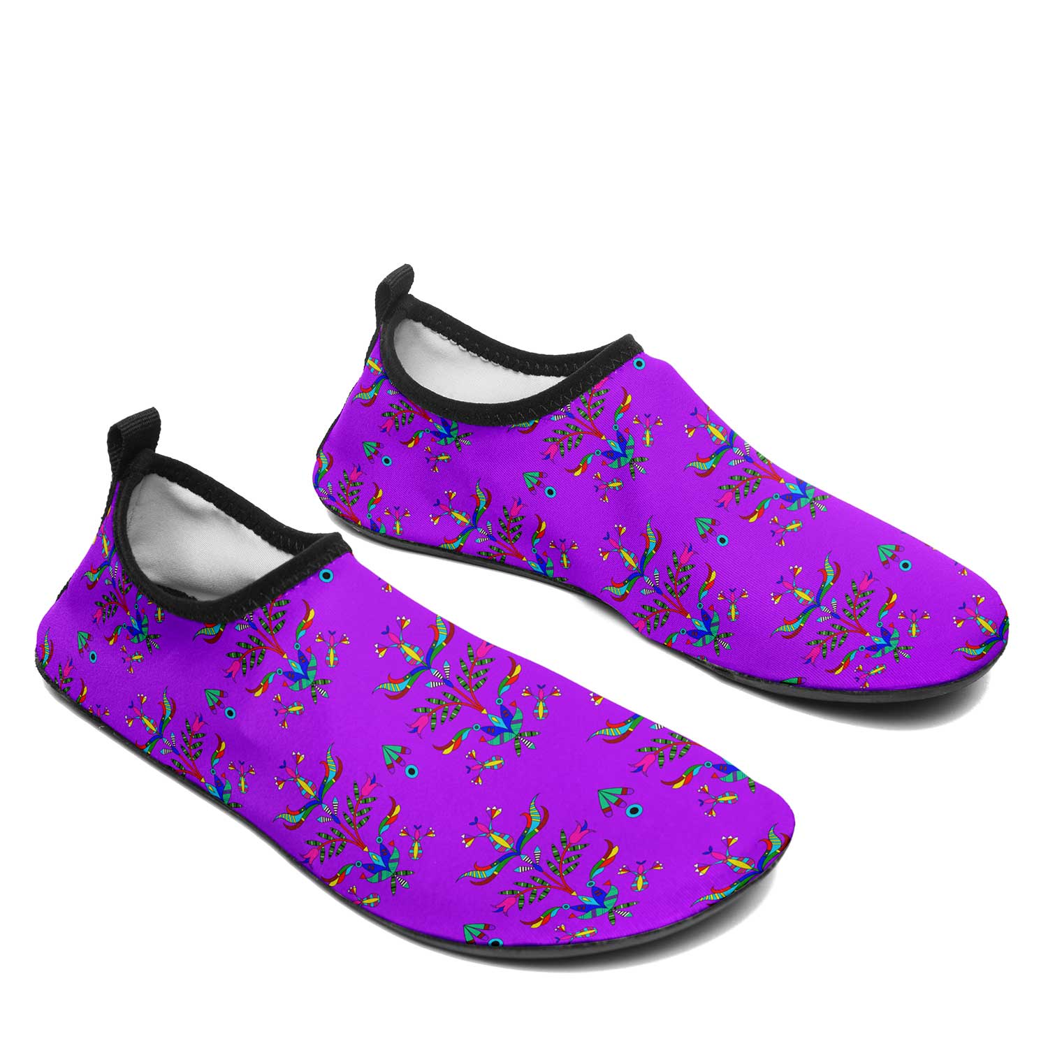 Dakota Damask Purple Kid's Sockamoccs Slip On Shoes