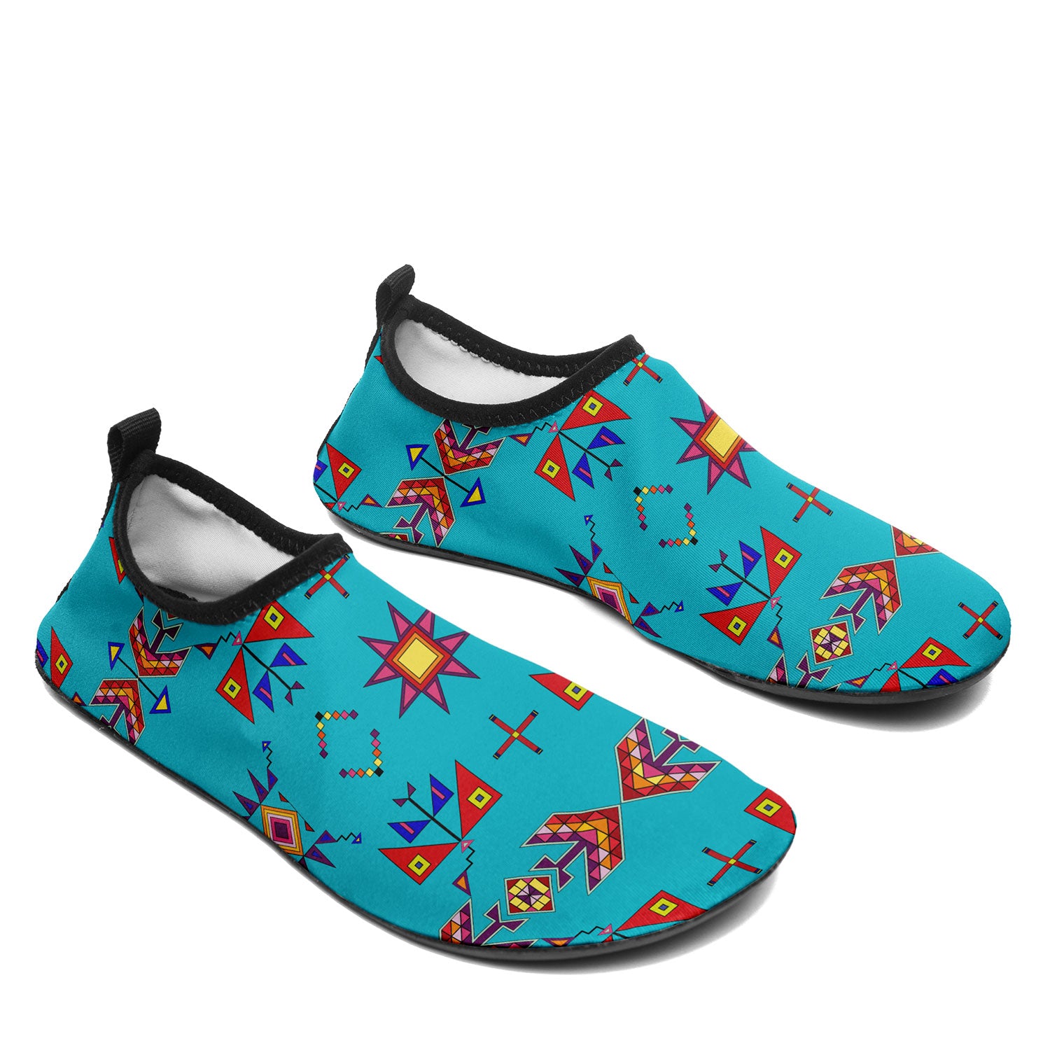 Scattered Generations Turquoise Kid's Sockamoccs Slip On Shoes