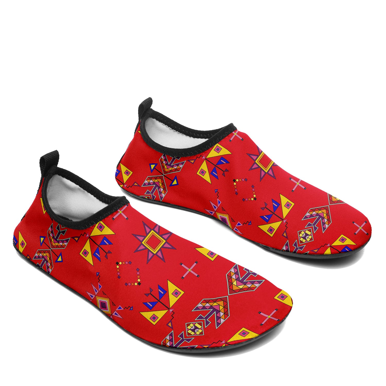 Scattered Generations Red Kid's Sockamoccs Slip On Shoes