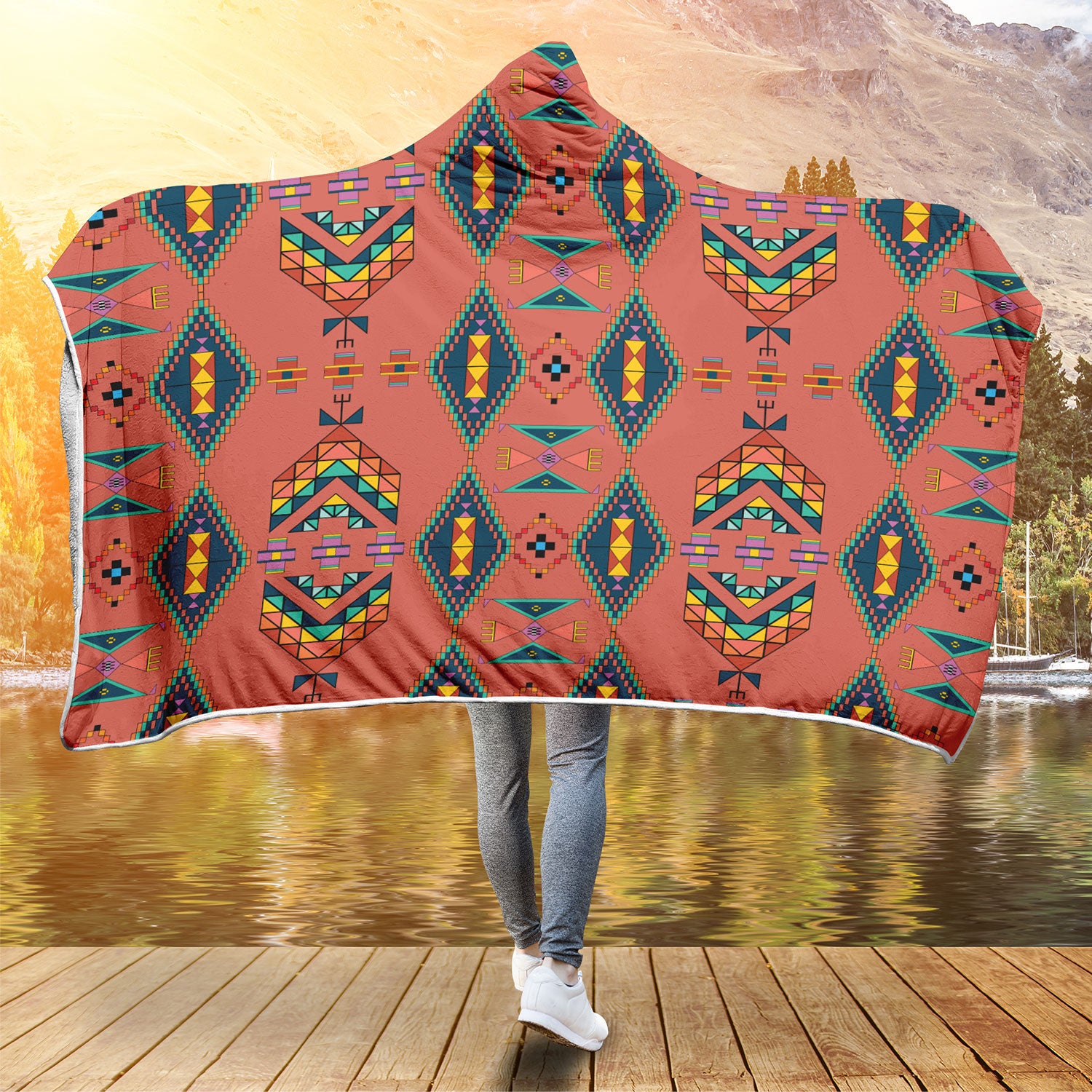 Travois Tipi Canyon Earth Hooded Blanket