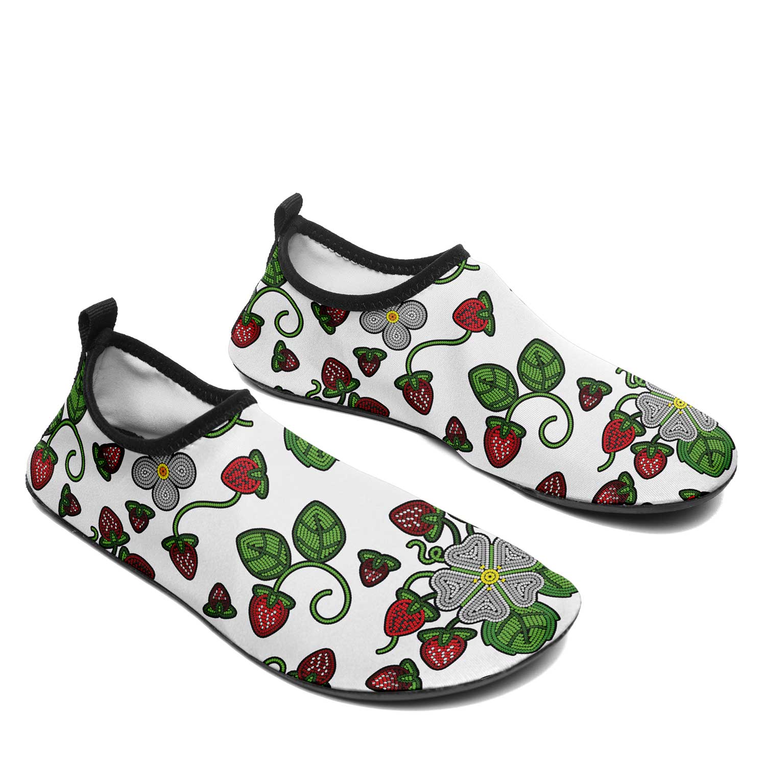 Strawberry Dreams White Kid's Sockamoccs Slip On Shoes