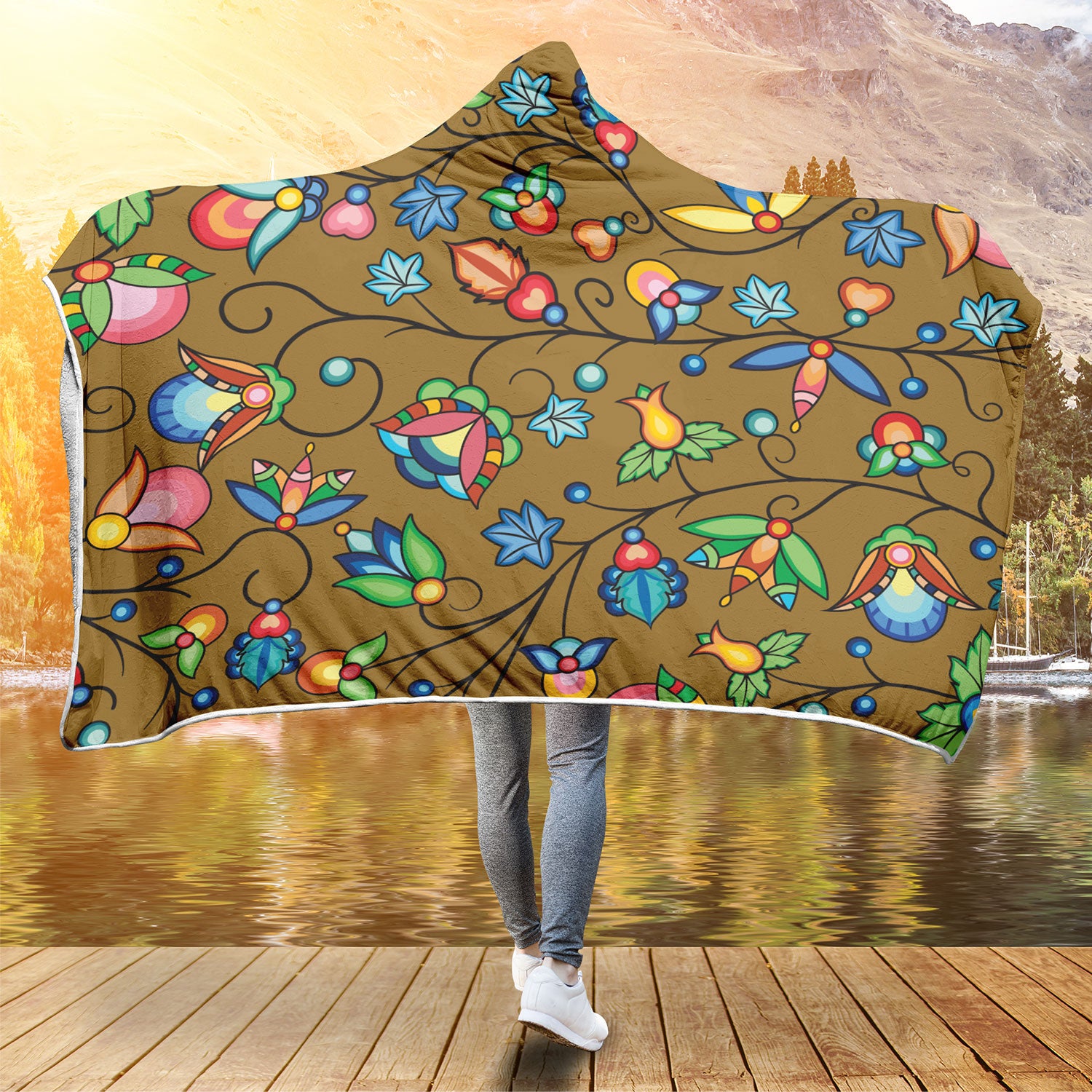 Prairie Plains Spirit Fall Leaves Hooded Blanket