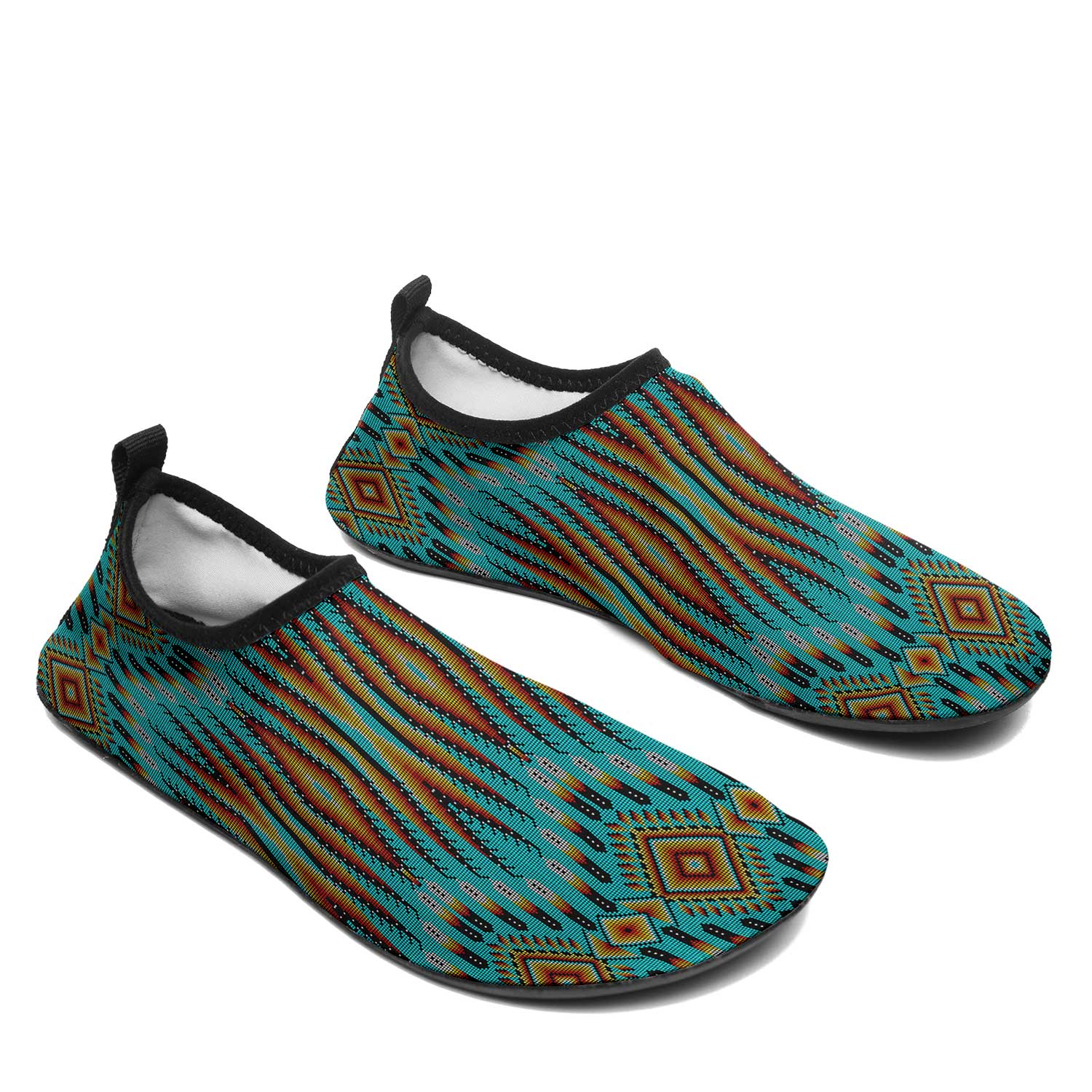 Fire Feather Turquoise Kid's Sockamoccs Slip On Shoes