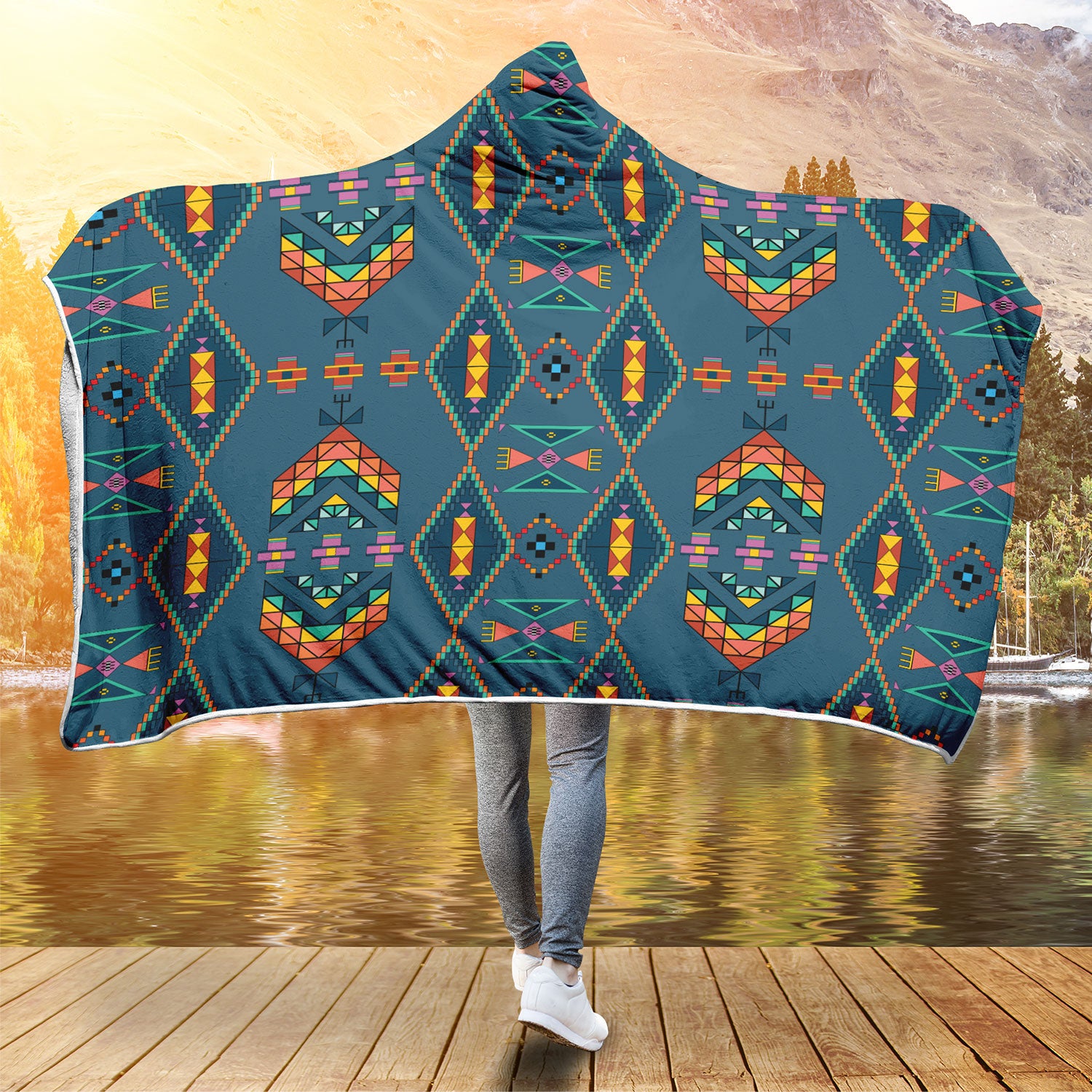 Travois Tipi Deep Lake Hooded Blanket