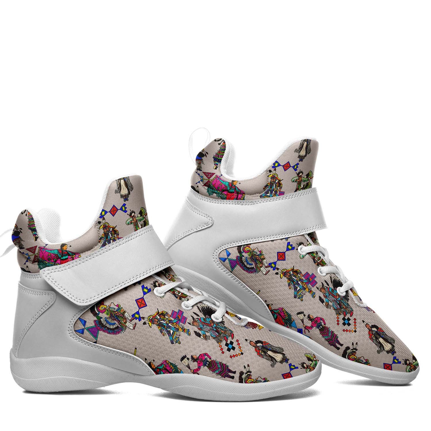 Grand Entry Dancers Muslin Ipottaa Basketball / Sport High Top Shoes - White Sole